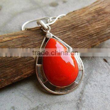 falak gems Artisan pendant - coral pendant Bezel pendant