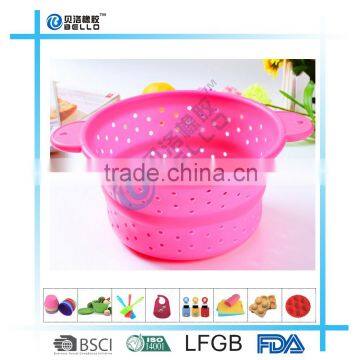 Folding Silicone Colander, Foldable Fruit Colander, Collapsible Filter, Silicone Strainer