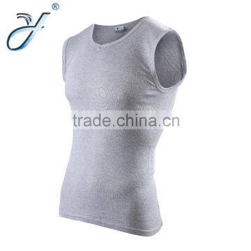 Wholesale Men's V Neck Sleeveless Cotton Gym Fitness Tank Tops T Shirt