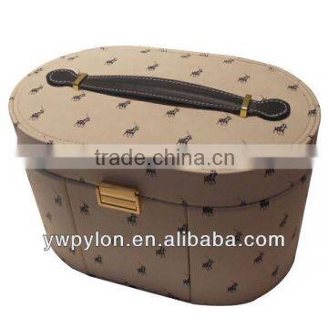 Beige PU leather preserve jewelry case