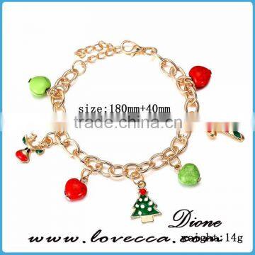 Hot sale Fashion Christmas Tree pendant XMAS gift 18k wholesale bracelet