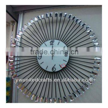 Cheap Fashion New design Mordern Home Decorative Artificial Shining Crystal Diomond Aluminium Wall Clock wholesale