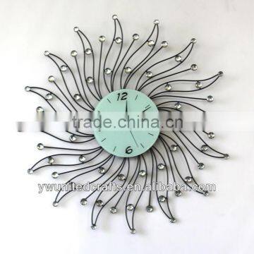 Fashion High Quality Mordern Home Decorative Acrylic Diomond Aluminium Craft Wall Clock wholesale