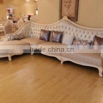 L Shape European Solid wooden frame Leather sofa set