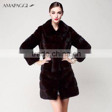 hot sale Long 100% genuine mink fur coats for women