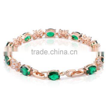 luxury bracelet, fashion gold jewelry 18k gold plated green zircon emerald tennis charm bracelets for women