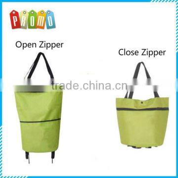 Dual zip wheel shopping trolley portable bag