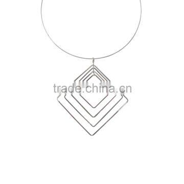 Stainless Steel Wire Work Geometry Choker Necklace for Fashion Women