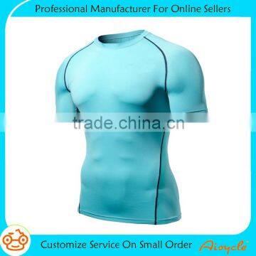 New sublimation skin tight compression fitness t shirt for men