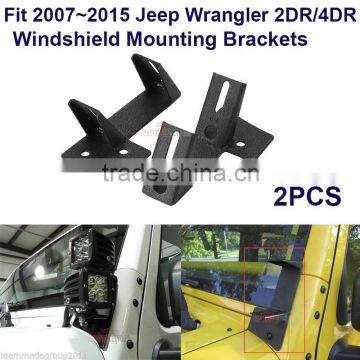 Windshield Mounting Brackets for 2007~2015 Jeep Wrangler Dual LED Light Bar New