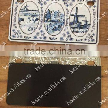 3d decorative embossed aluminum plate with magnet for fridge