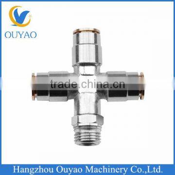 Stainless Steel Compressed Male Pneumatic Push-in 4-way Cross Pipe Fittings