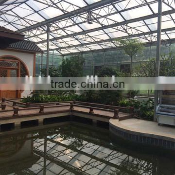 Horticulture Construction High Glass Covered Commercial Greenhouse For Entertainment