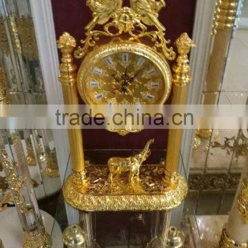 Antique Clock, Art Gold Royal Clock, Luxury 24K Gold Plated Copper Table Clock photo-2