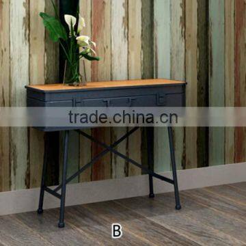 simple design with iron legs particle board rustic style antique furniture