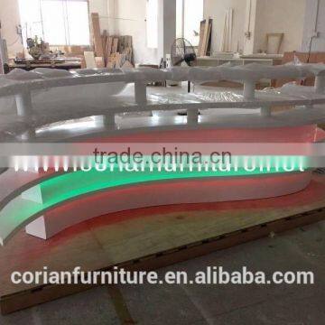Modern Design Acrylic Solid Surface hi Macs Made Colorful Led Lighted Restaurant Counter Table photo-3