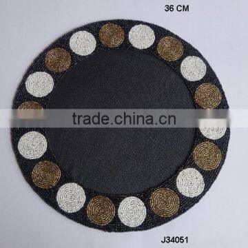 Round Glass bead place mat with circular patterns available in more colours and patterns