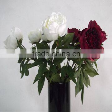 SJ20170060 artificial white silk fabric peony flower for indoor decoration