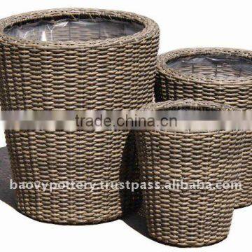 Wicker planter, Poly rattan planter