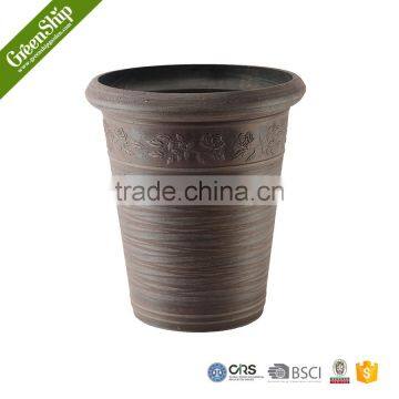 Lightweight Plastic UV Protection Round Coloful Wood Stone Garden Pot photo-3