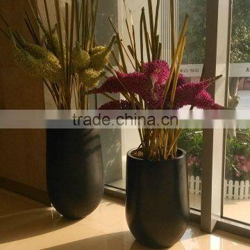Black Round Fiberglass Flowerpot photo-5