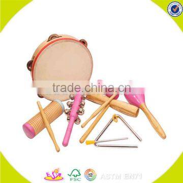 оптовая изысканная деревянная тамбуринка-игрушка в нескольких цветах, деревянная тамбуринка-игрушка, а также популярная детская деревянная тамбуринка W07F002 photo-2