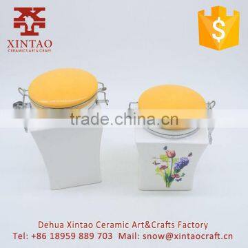 Regular Fancy Ceramic Round Shape Antique Cookie Jar Set for Kitchen photo-4