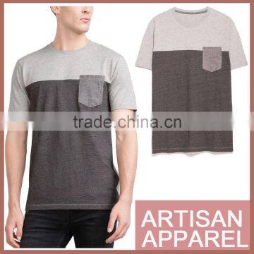 Mens t Shirt Wholesale Custom t Shirt With Contrast Color Plain Color Grey t Shirt With One Pocket