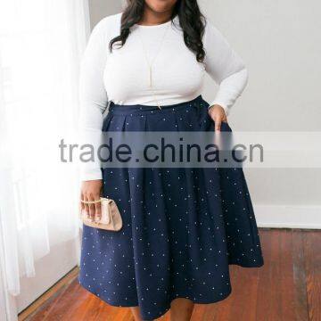 The classic ladies plus size dress spot printed long skirts for fat women