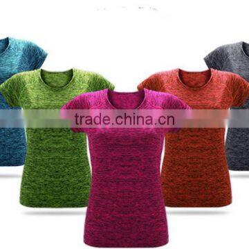 Ladies' Space Dye Tech T-Shirt Blank Fitness T Shirt Lightweight Raglan Short Sleeve T Shirt Yoga Top Shirt