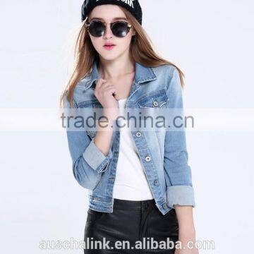 2016 Latest Korean Style Long Sleeve Designer Jean Jacket Designs Customized photo-6