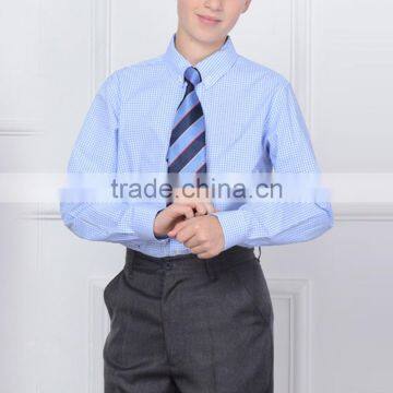 British Style 2017 Spring School Boys Shirt Long Sleeved Cotton Plaid Shirt photo-3