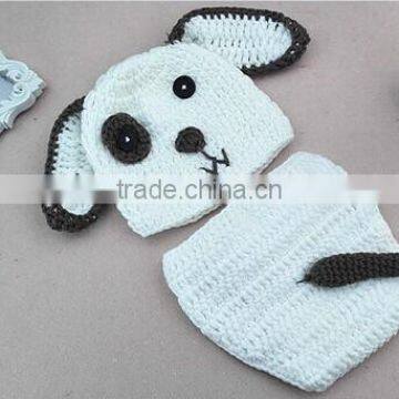 Newborn Baby Dog Hat Cap Cotton Photography Prop Animal Hat Cap Crochet Knitted Beanie photo-3