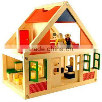 Wooden Toy Dolls House & Furniture