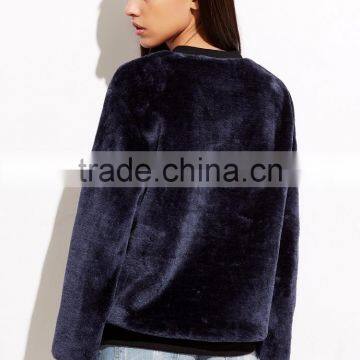 Navy Velvet Embroidered Sweatshirt Long Sleeve100 Cotton Frech Terry Custom Embroidery Sweatshirt Vintage Winter Coats photo-3