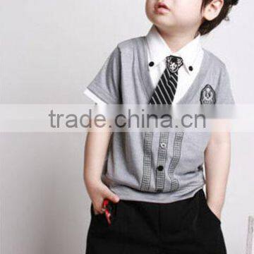 boys gray t shirts+shorts 2pcs clothing sets baby outfits children's suits