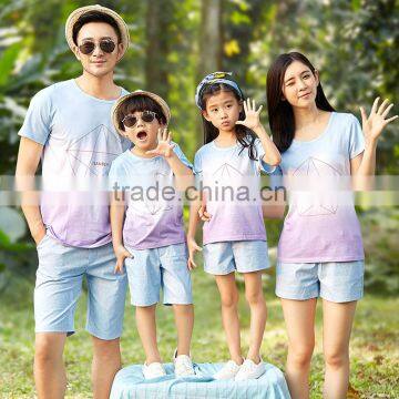 2017 family matching clothing gradient color t-shirt family set clothes