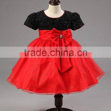 2016 Europe and the United States Export Lotus Skirt Bow Dress Pure Color Children's Dress Wholesale photo-6