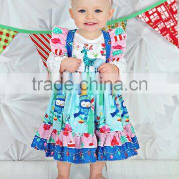 Baby Girl Christmas Dress Kids Reindeer Printed Flutter Sleeve Dress photo-5