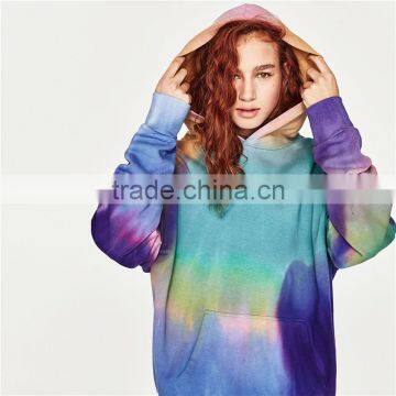 2017 OEM Spring Round Neck and Long Sleeves Oversized Tie-dye Sweat Hoodie photo-2