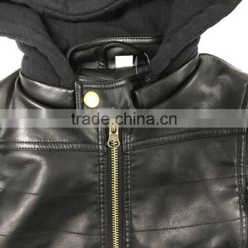 Children pu Jacket With Knitted Hood photo-3