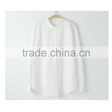 Linen/Cotton mandarin collar long sleeve blouse/casual shirts for women