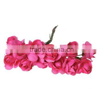 Cheap 8.0cm Home Wedding Party Decor Fuchsia Paper Artificial Flower photo-3