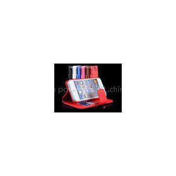 Hybrid Wallet Apple iPhone PU Leather Cases Stand for iphone 5 , Black / White / Red