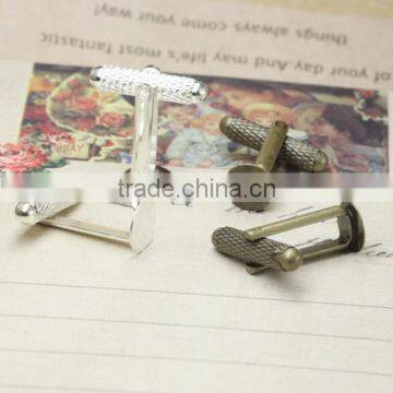 8mm Silver Bronze Plated Screw-thread Pad Round Blank Cufflink Base For DIY