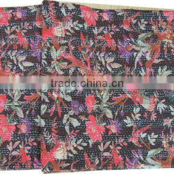 Kantha Bird Print Quilt Bedspread for Christmas & New Year Gifts