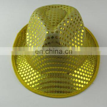 Hot Sale Fashion Yellow Paillette Party Cap and Hat