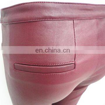 2015 Elegant Fashion Ladies Tight Black Stretch Leather Pants Wholesale Leather Leggings photo-5