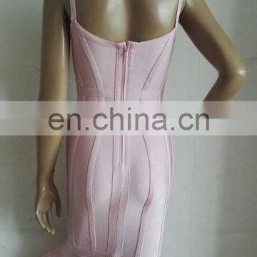Women Dresses Summer Pink Spaghetti Strap Mermaid Midi Sexy Bandage Dresses photo-4