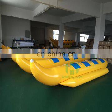 high quality 0.9mm pvc infalatable banana boat ,inflatable water game toy , used giant water banana boat for sale